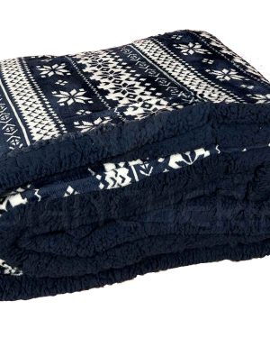COPERTA PLAID SHERPA DOUBLE FACE LAPPONIA BLU