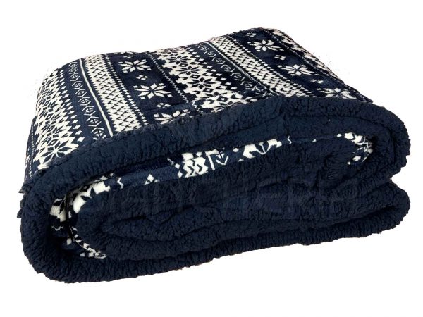 COPERTA PLAID SHERPA DOUBLE FACE LAPPONIA BLU
