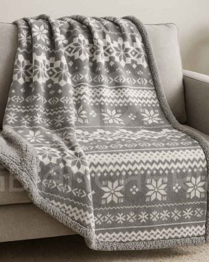 COPERTA PLAID SHERPA DOUBLE FACE LAPPONIA GRIGIO
