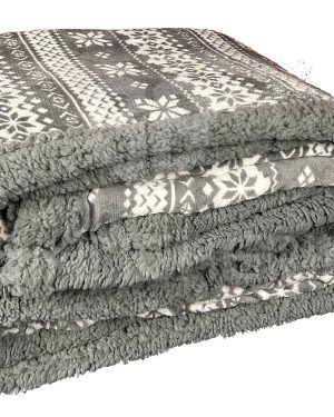 COPERTA PLAID SHERPA DOUBLE FACE LAPPONIA GRIGIO