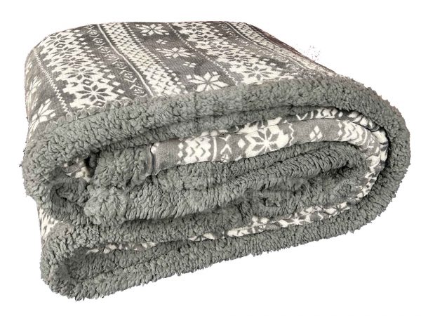 COPERTA PLAID SHERPA DOUBLE FACE LAPPONIA GRIGIO