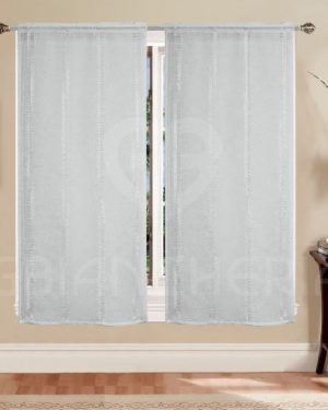 TENDE JOLANDA BIANCHE ELEGANTI CON RICAMI VERTICALI – COPPIA 60X150 O 60X240 IN POLIESTERE