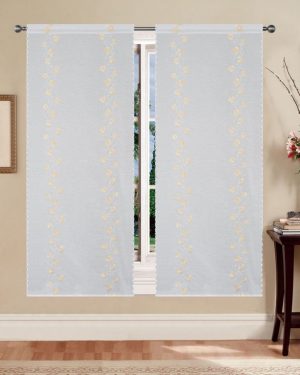TENDE LEDA ORO A PANNELLO CON RICAMO FLOREALE – ELEGANZA E LUSSO