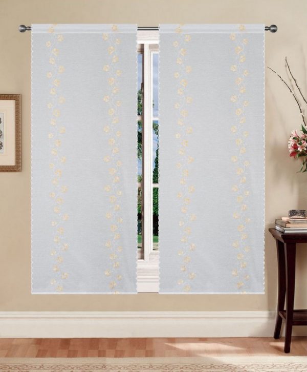 TENDE LEDA ORO A PANNELLO CON RICAMO FLOREALE – ELEGANZA E LUSSO