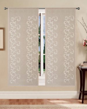 COPPIA TENDE A PANNELLO MARTA RICAMATE ARABESCO TORTORA 60x150/60x240 cm