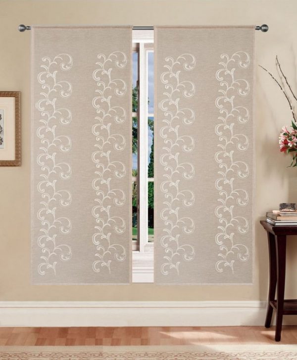 COPPIA TENDE A PANNELLO MARTA RICAMATE ARABESCO TORTORA 60x150/60x240 cm