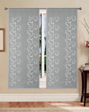 COPPIA TENDE A PANNELLO MARTA RICAMATE ARABESCO GRIGIO 60x150/60x240 cm