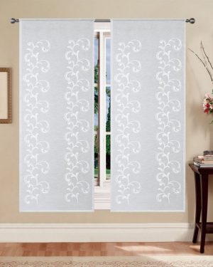 COPPIA TENDE A PANNELLO MARTA RICAMATE ARABESCO BIANCO 60x150/60x240 cm