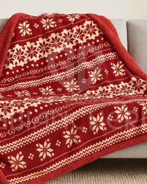 COPERTA PLAID SHERPA DOUBLE FACE LAPPONIA ROSSO