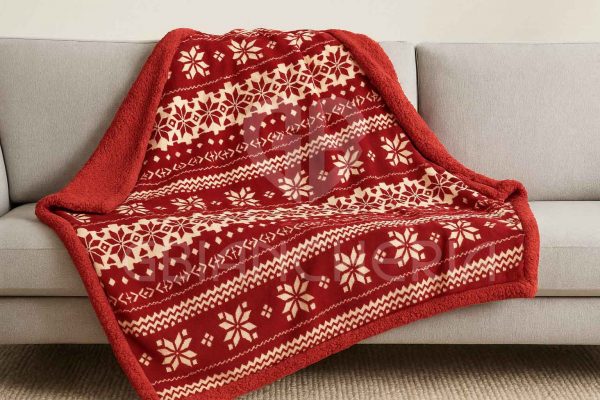 COPERTA PLAID SHERPA DOUBLE FACE LAPPONIA ROSSO