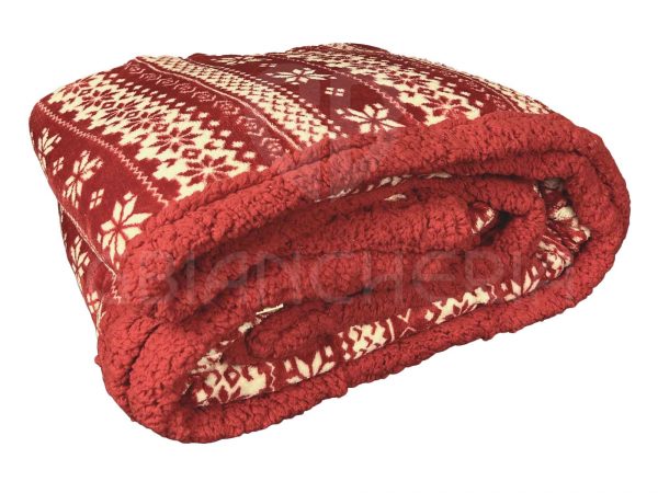 COPERTA PLAID SHERPA DOUBLE FACE LAPPONIA ROSSO