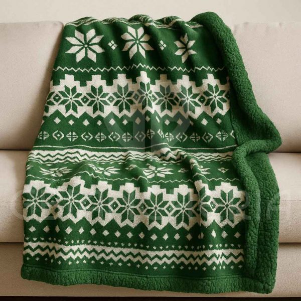 COPERTA PLAID SHERPA DOUBLE FACE LAPPONIA VERDE