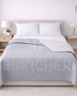 COPRILETTO TRAPUNTATO DOUBLE FACE PRIMAVERILE ESTIVO IN MICROFIBRA – COLORE GRIGIO SCURO CHIARO