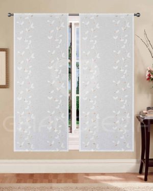 TENDA A PANNELLO AUGUSTA TORTORA SEMITRASPARENTE RICAMATA