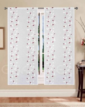 TENDA A PANNELLO AUGUSTA BORDEAUX SEMITRASPARENTE RICAMATA