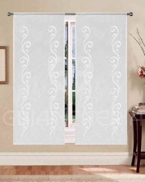 TENDA A PANNELLO SEMITRASPARENTE MATILDE B1 JACQUARD RICAMATO BIANCO