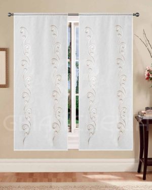 TENDA A PANNELLO SEMITRASPARENTE MATILDE B1 JACQUARD RICAMATO TORTORA