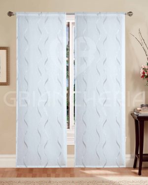 COPPIA TENDE SALLY JACQUARD FIL COUPÉ SEMITRASPARENTI PER FINESTRA E PORTAFINESTRA – GRIGIO - 60x240cm