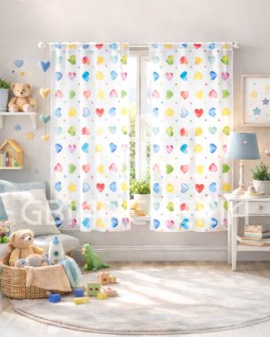 TENDA A VETRO 60X150 E 60X240 CUORI ACQUERELLO FILTRANTE