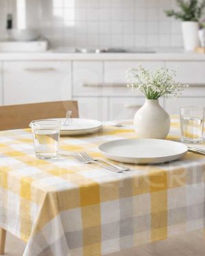 TOVAGLIA VICHY GIALLO 100% COTONE TINTO IN FILO – TOVAGLIA RETTANGOLARE E QUADRATA MADE IN ITALY