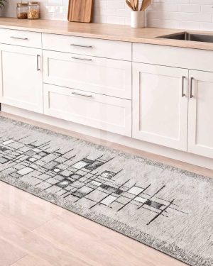 TAPPETO CUCINA GRIGIO ANTISCIVOLO PIXEL by SUARDI LAVABILE