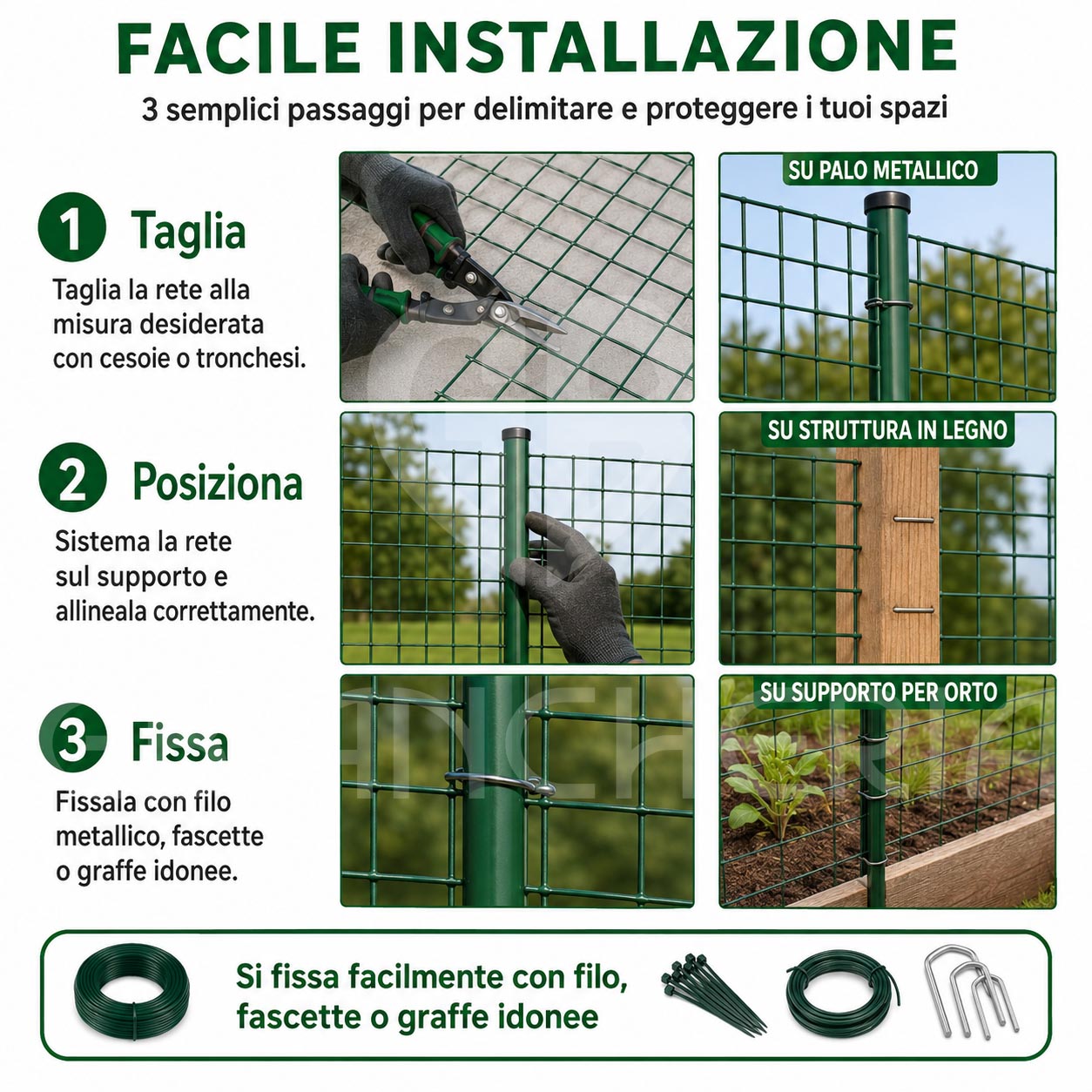 RETE METALLICA VERDE ELETTROSALDATA PVC MAGLIA 12,5X12,5 MM PER POLLAIO ORTO VOLIERA GIARDINO - immagine 6