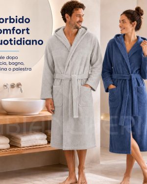 ACCAPPATOIO ADULTO IN SPUGNA 100% COTONE CON CAPPUCCIO UOMO DONNA RITZ