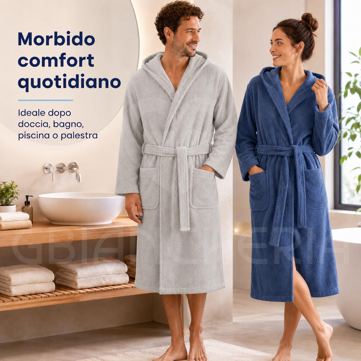 ACCAPPATOIO ADULTO IN SPUGNA 100% COTONE CON CAPPUCCIO UOMO DONNA RITZ