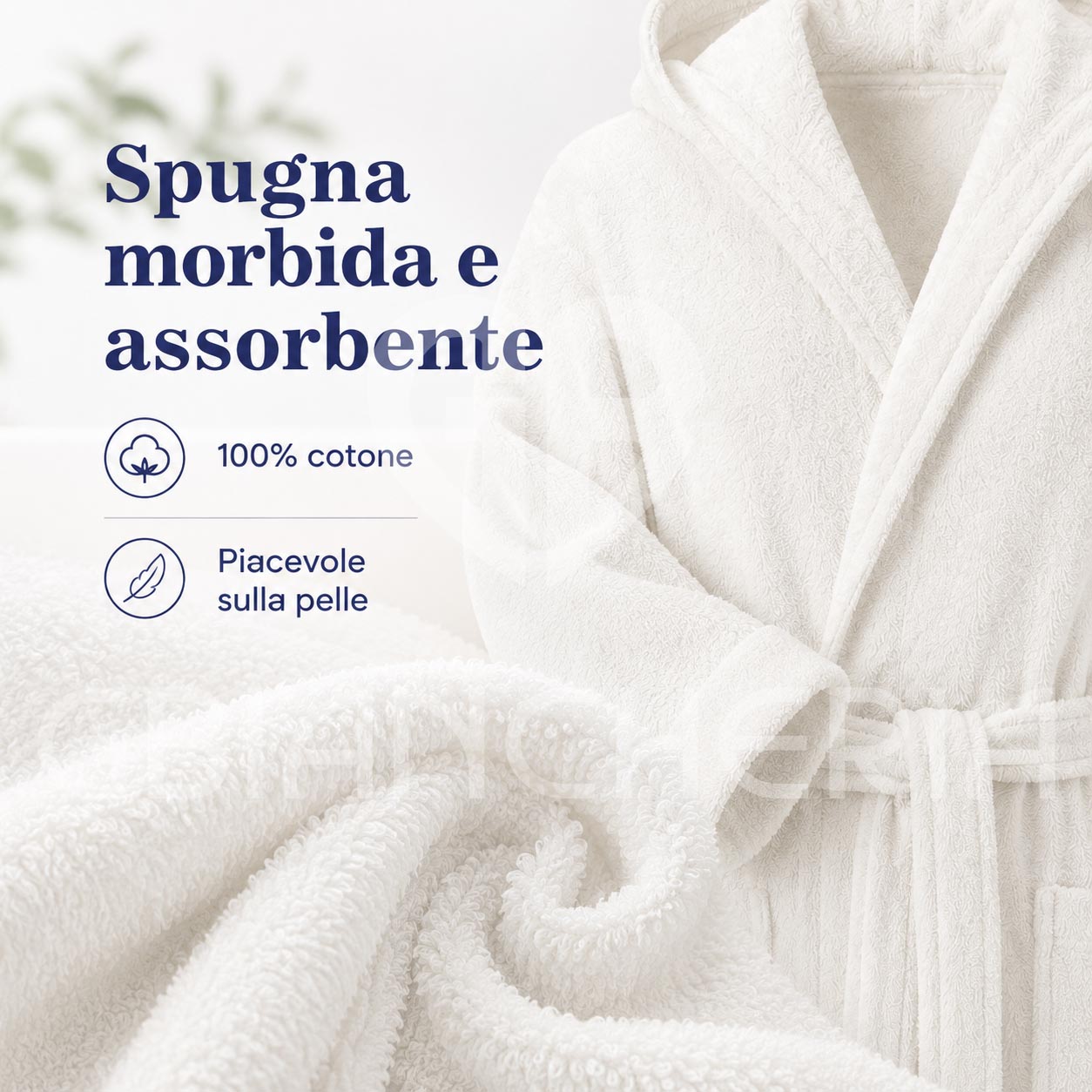 ACCAPPATOIO ADULTO IN SPUGNA 100% COTONE CON CAPPUCCIO UOMO DONNA RITZ - immagine 3