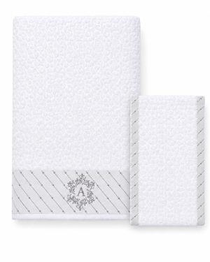 SET ASCIUGAMANI CON INIZIALE 2 PEZZI MADE IN ITALY - A
