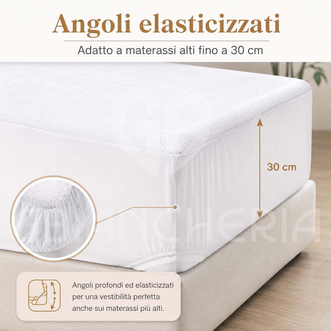 COPRIMATERASSO IN SPUGNA CON ANGOLI 30 CM - immagine 3