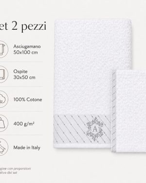 SET ASCIUGAMANI CON INIZIALE 2 PEZZI MADE IN ITALY