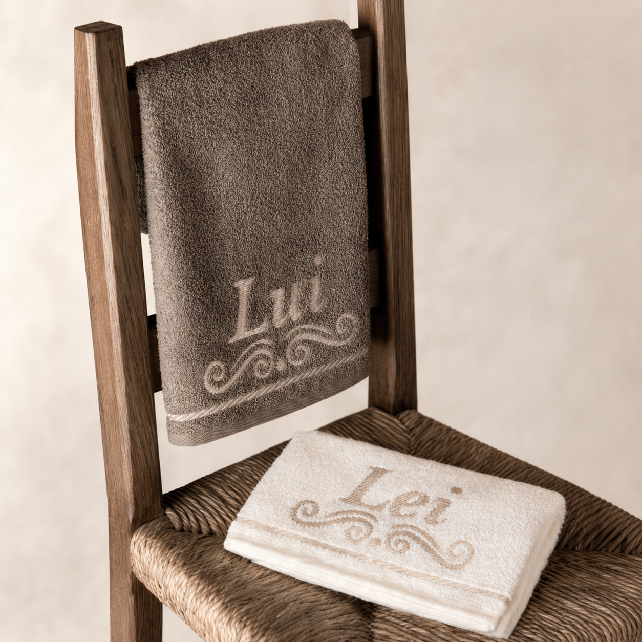SET 4 ASCIUGAMANI LUI E LEI IN PURO COTONE - immagine 4
