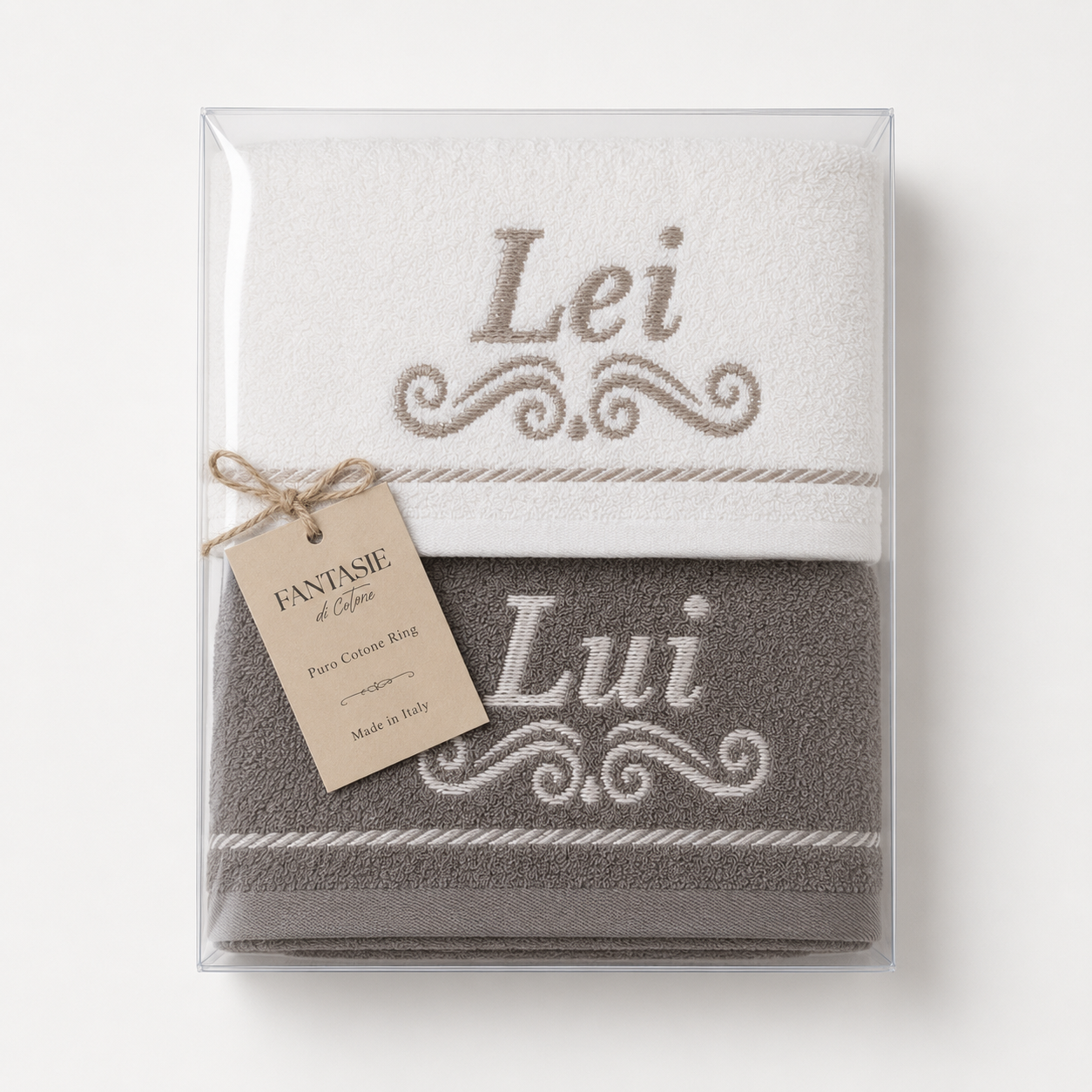 SET 4 ASCIUGAMANI LUI E LEI IN PURO COTONE