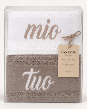 SET 4 ASCIUGAMANI MIO E TUO IN PURO COTONE MADE IN ITALY