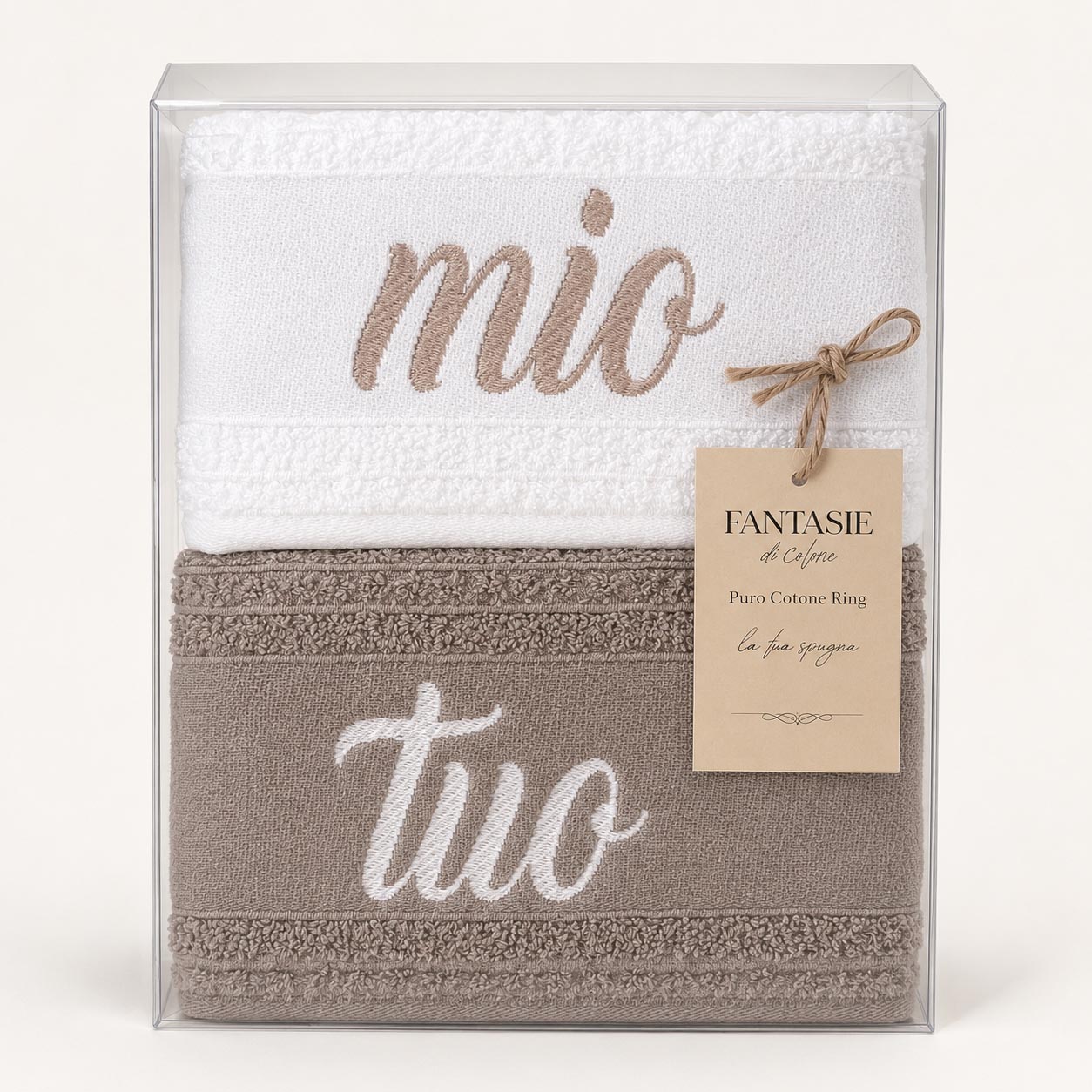SET 4 ASCIUGAMANI MIO E TUO IN PURO COTONE MADE IN ITALY