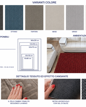 TAPPETO CLARENCE ANTISCIVOLO EFFETTO VELLUTO CANGIANTE