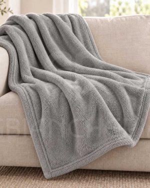 PLAID IN PILE MORBIDO MICROFIBRA MAURICE GRIGIO