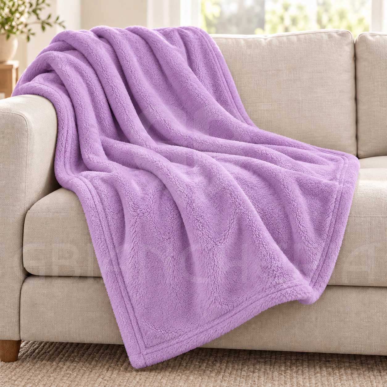 PLAID IN PILE MORBIDO MICROFIBRA MAURICE LILLA