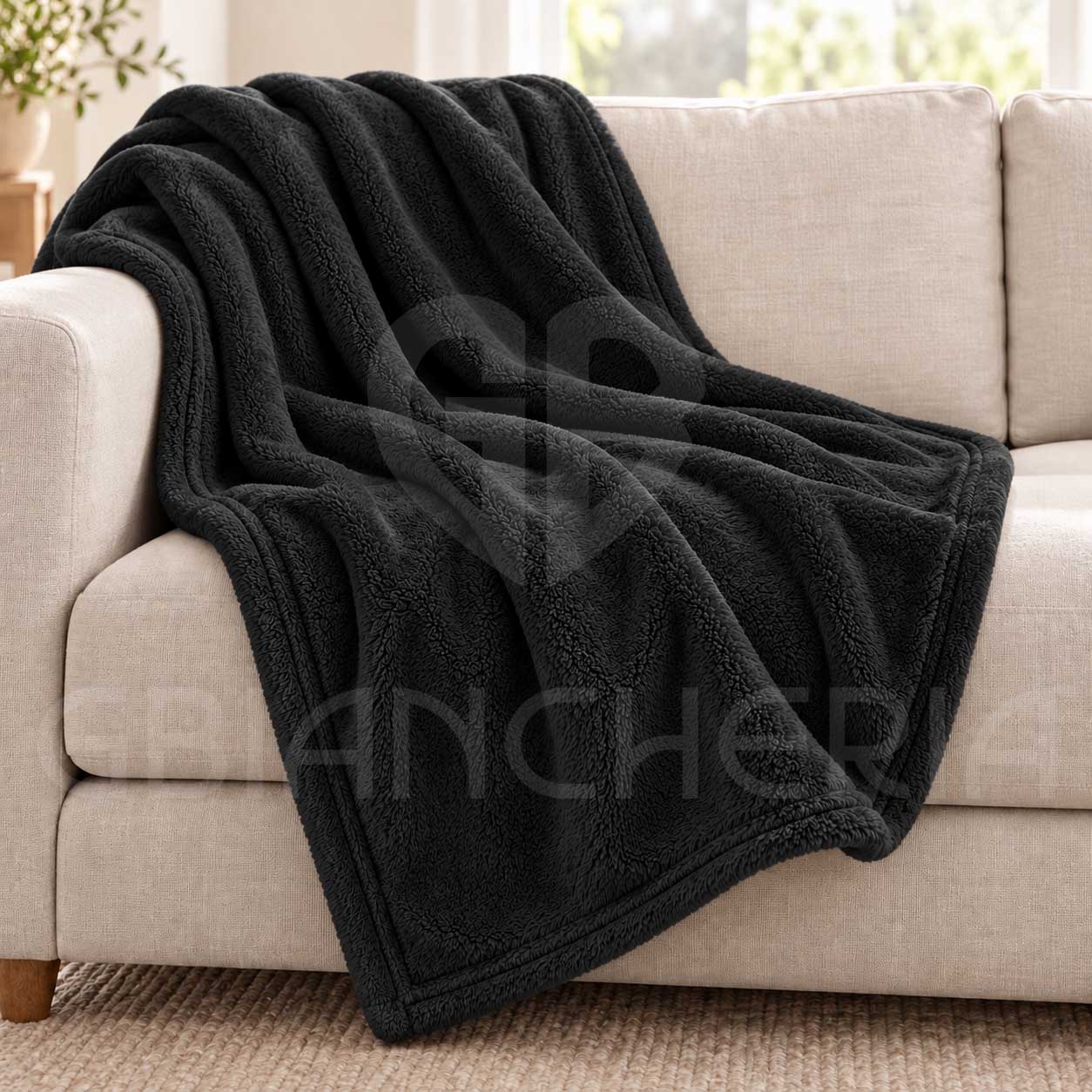 PLAID IN PILE MORBIDO MICROFIBRA MAURICE NERO