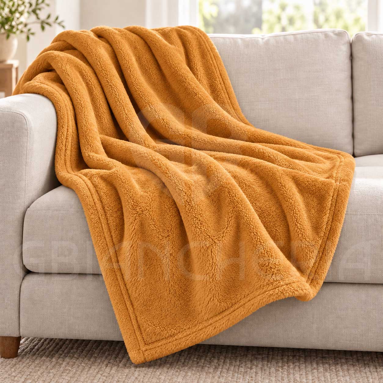 PLAID IN PILE MORBIDO MICROFIBRA MAURICE OCRA