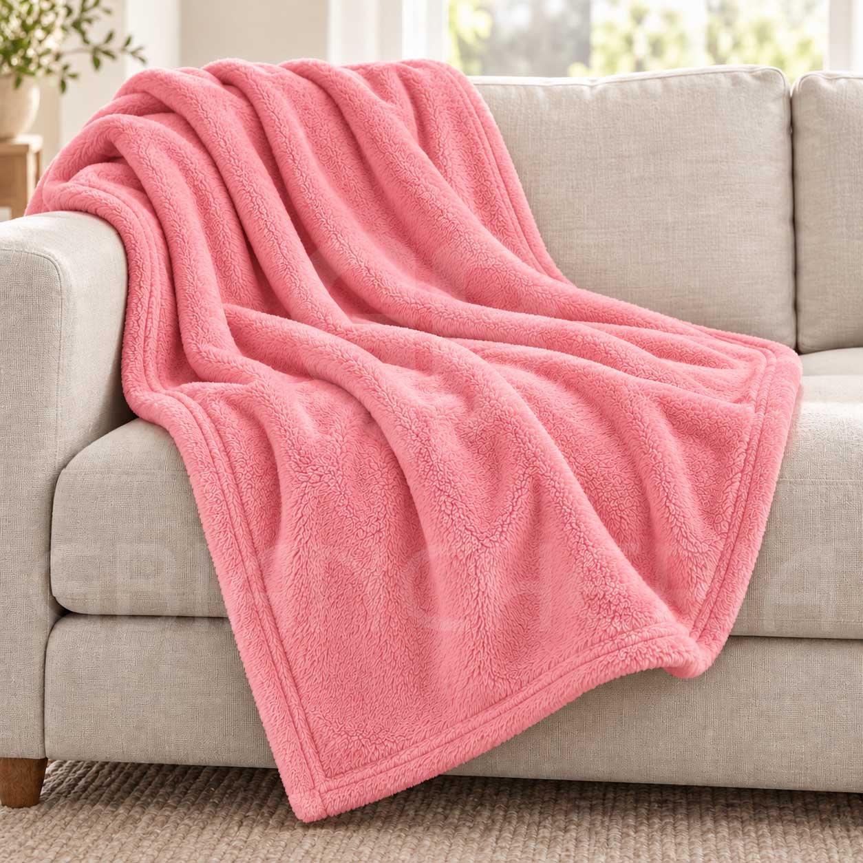 PLAID IN PILE MORBIDO MICROFIBRA MAURICE ROSA