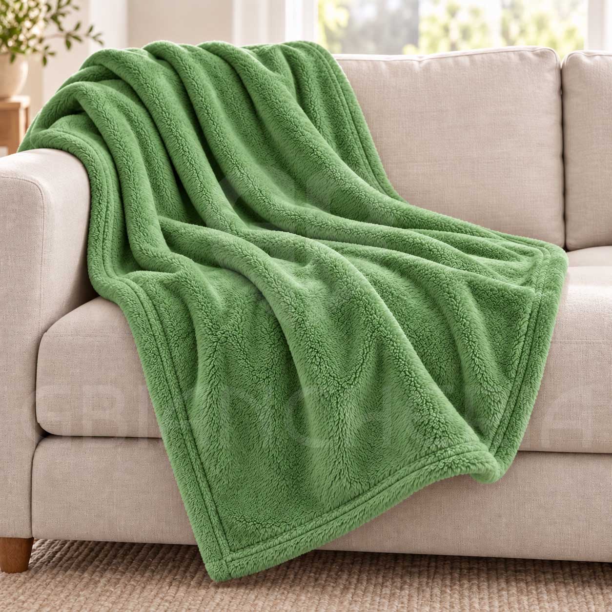 PLAID IN PILE MORBIDO MICROFIBRA MAURICE VERDE