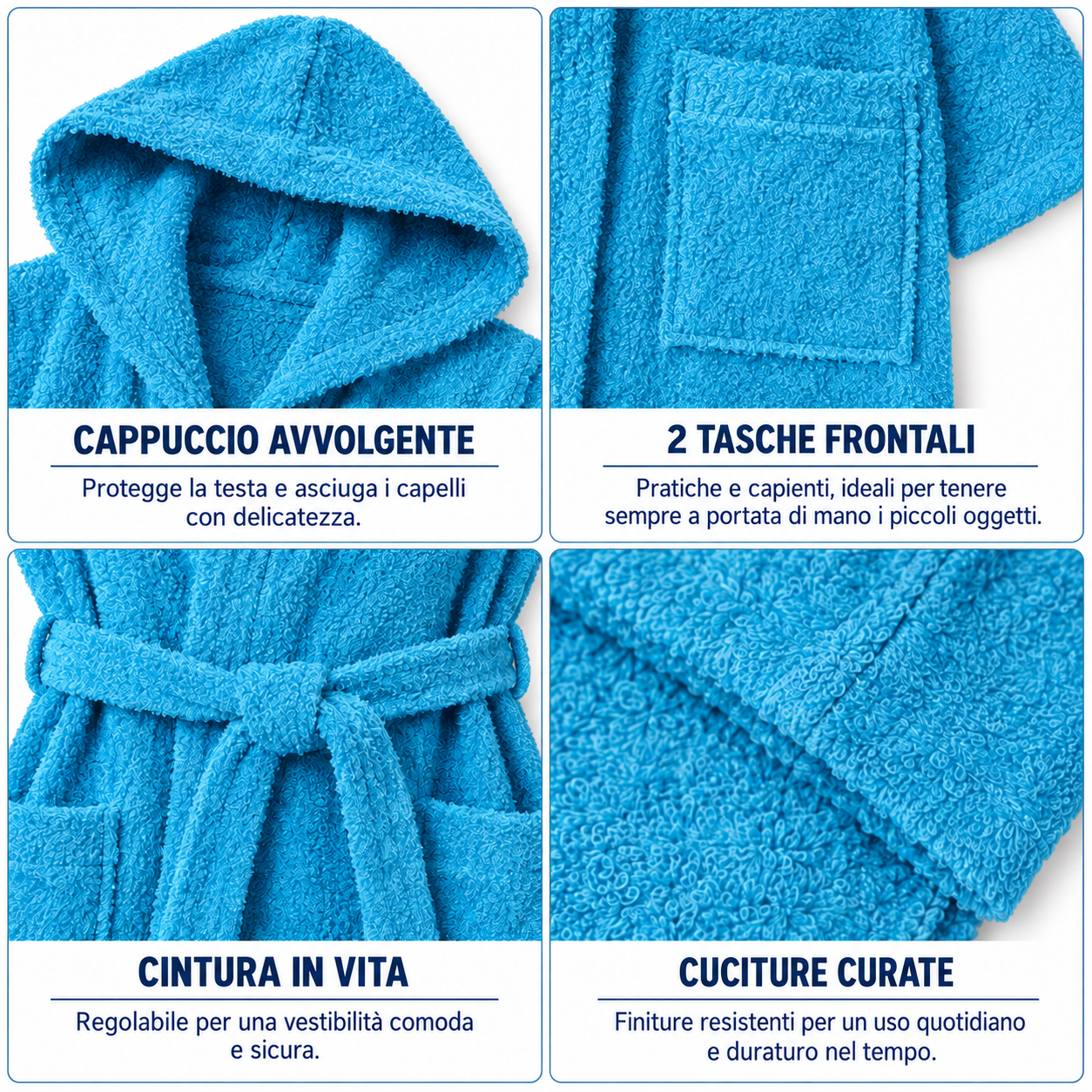 ACCAPPATOIO BAMBINO IN SPUGNA CON CAPPUCCIO - immagine 3