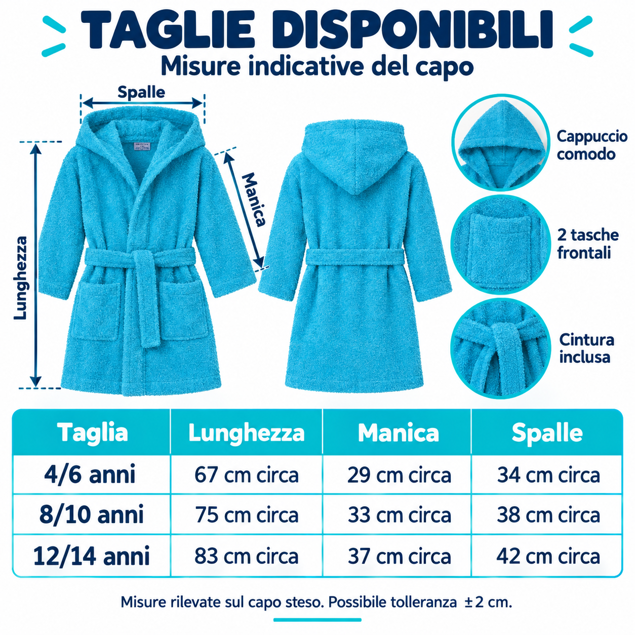 ACCAPPATOIO BAMBINO IN SPUGNA CON CAPPUCCIO - immagine 4