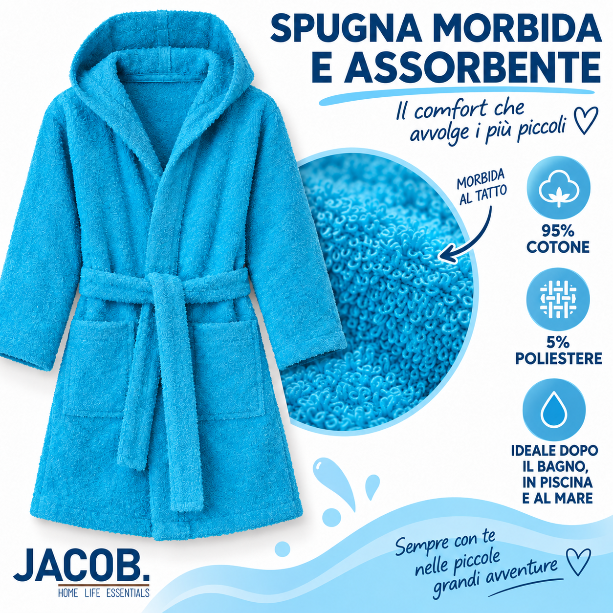 ACCAPPATOIO BAMBINO IN SPUGNA CON CAPPUCCIO - immagine 2