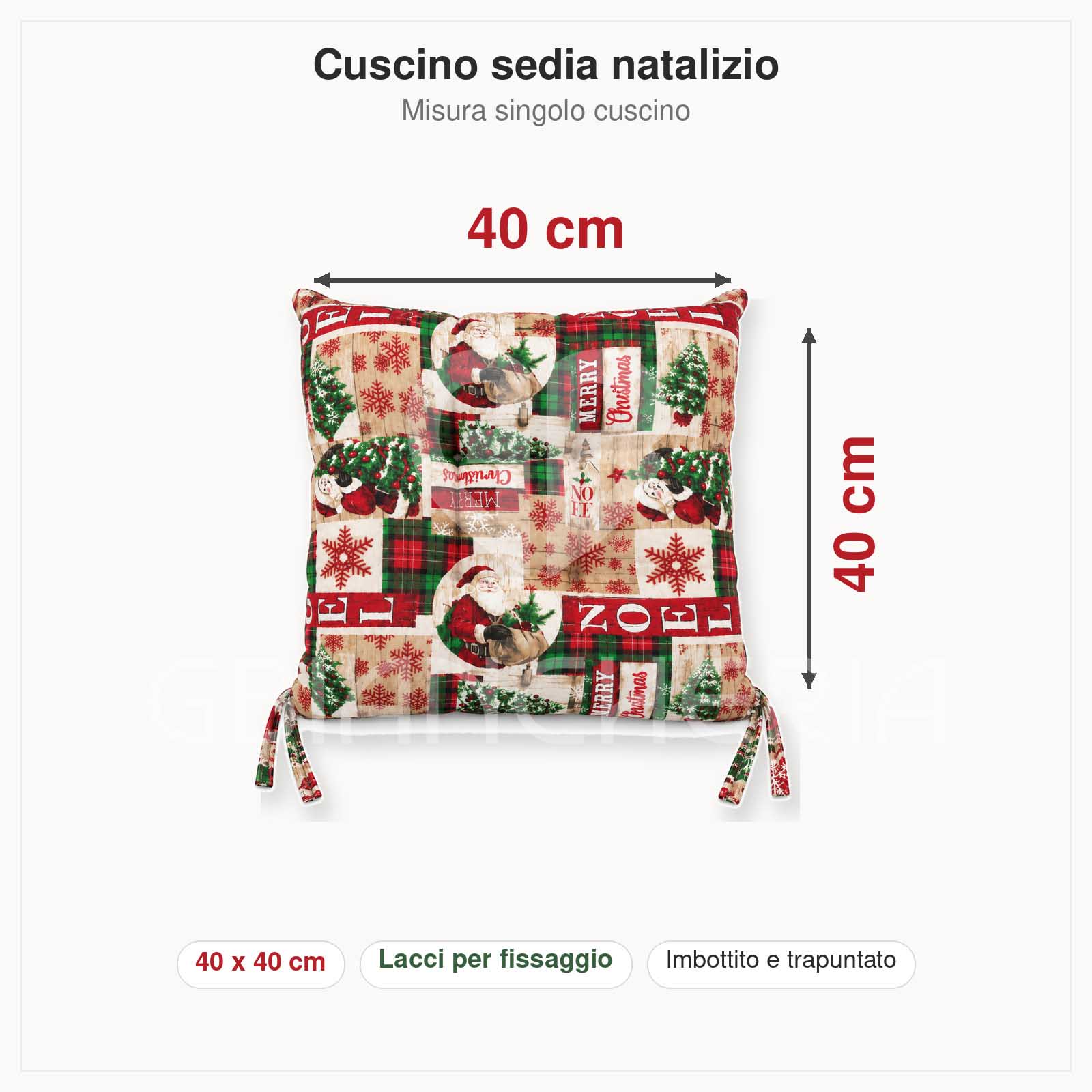 CUSCINI SEDIA NATALIZI NOEL 40X40 - immagine 3