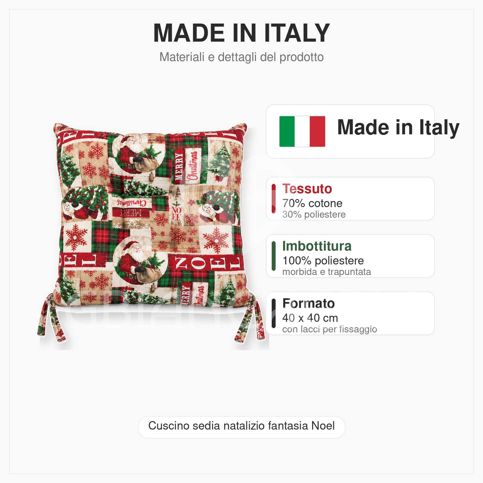 CUSCINI SEDIA NATALIZI NOEL 40X40 - immagine 5