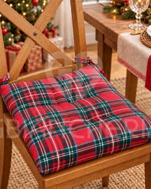 CUSCINI SEDIA NATALIZI TARTAN ROSSO 40X40
