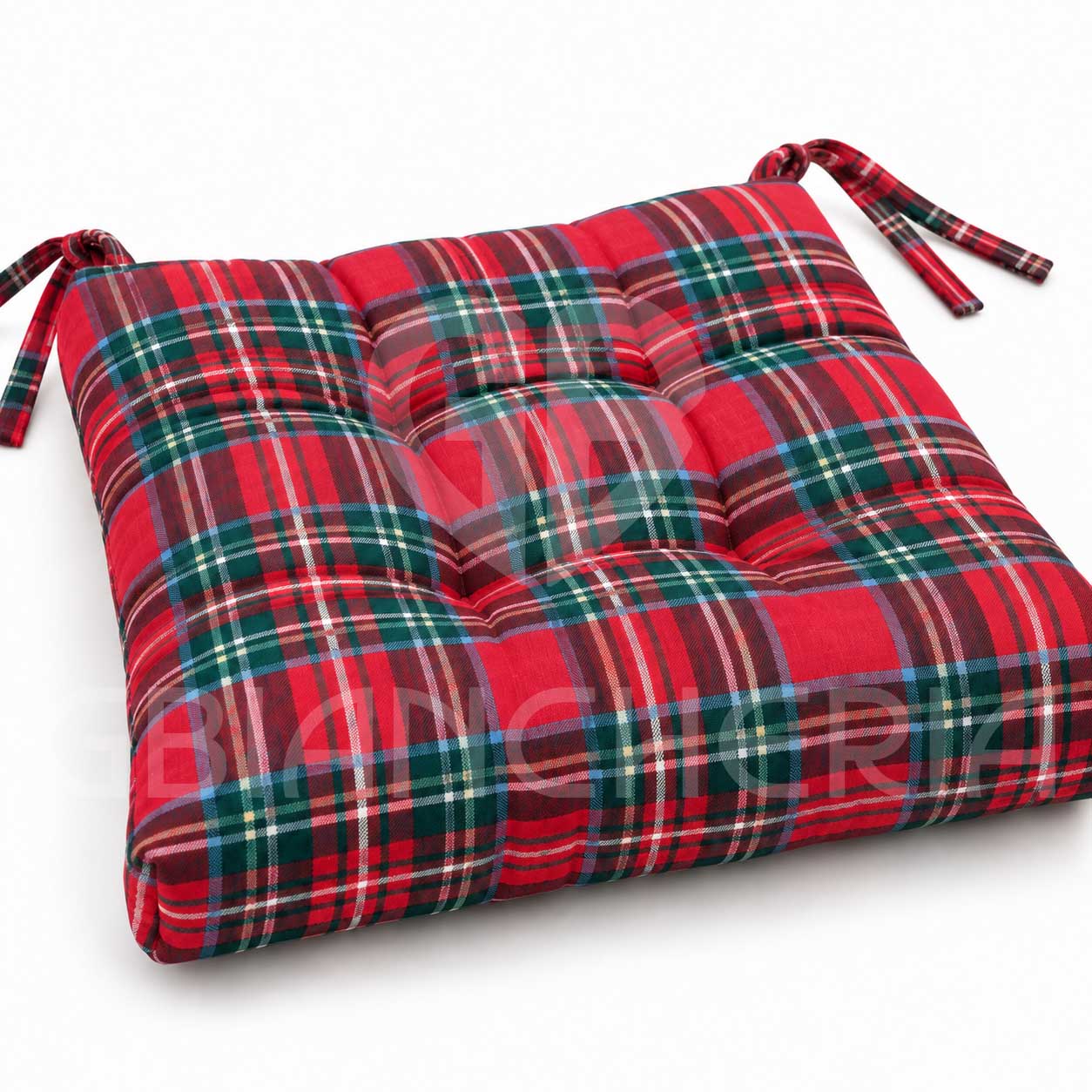 CUSCINI SEDIA NATALIZI TARTAN ROSSO 40X40 - immagine 4